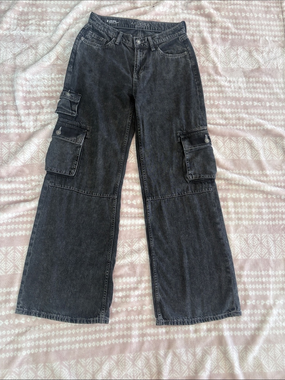 Arizona Jean Company Black Wide-Leg Cargo Jeans